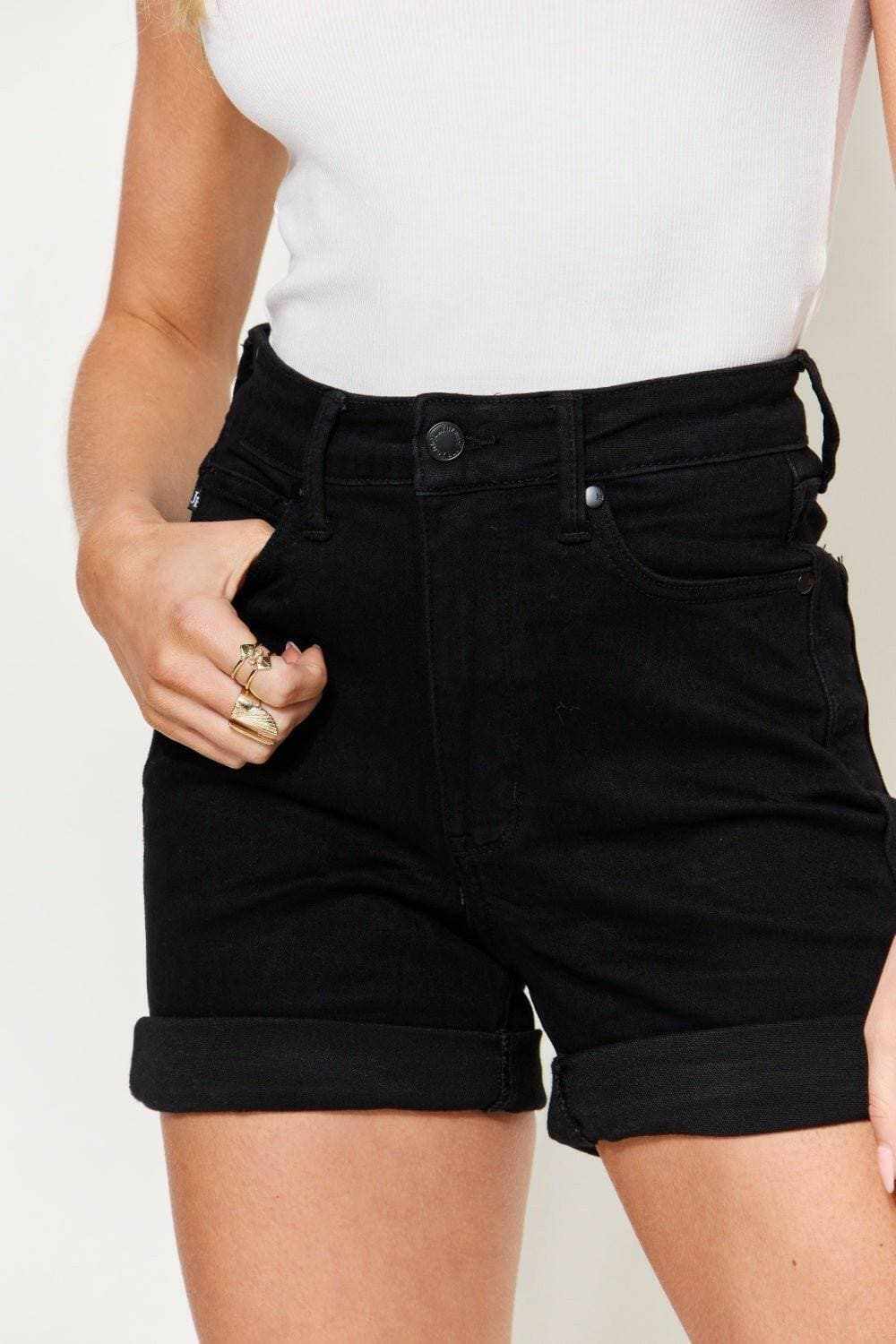Cuffed high-rise denim shorts by Judy Blue - Love Salve