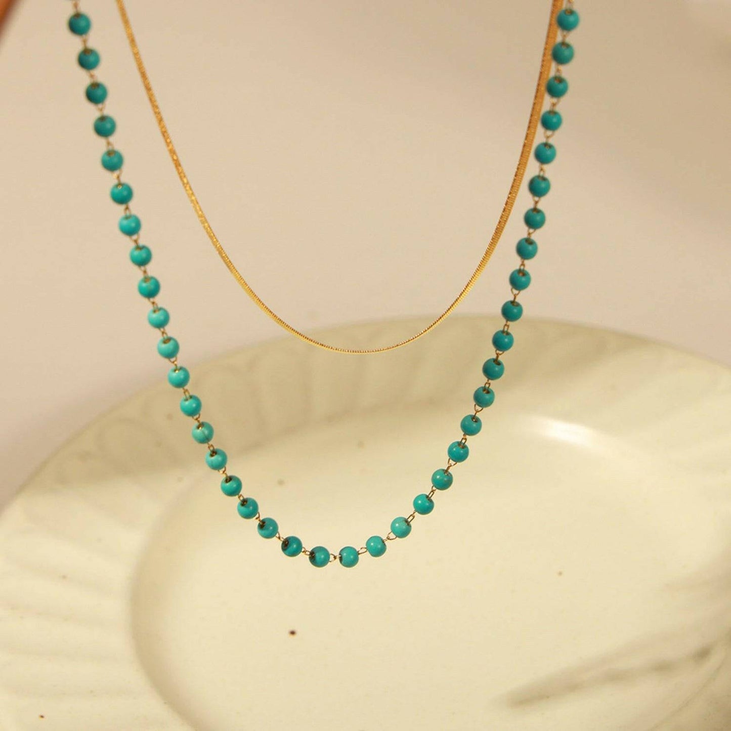 Elegant Turquoise and Gold Titanium Steel NecklaceIndulge in Timeless Elegance
Enhance your style with the exquisite beauty of this Elegant Turquoise and Gold Titanium Steel Necklace. Crafted with precision, this dLove Salve Gold Titanium Steel NecklaceJewelry