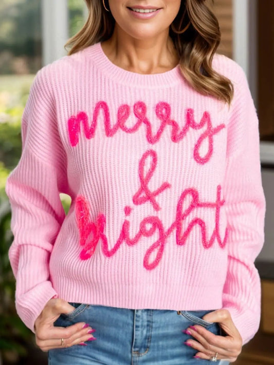 Cozy Christmas Lettered Knit Sweater - Love Salve