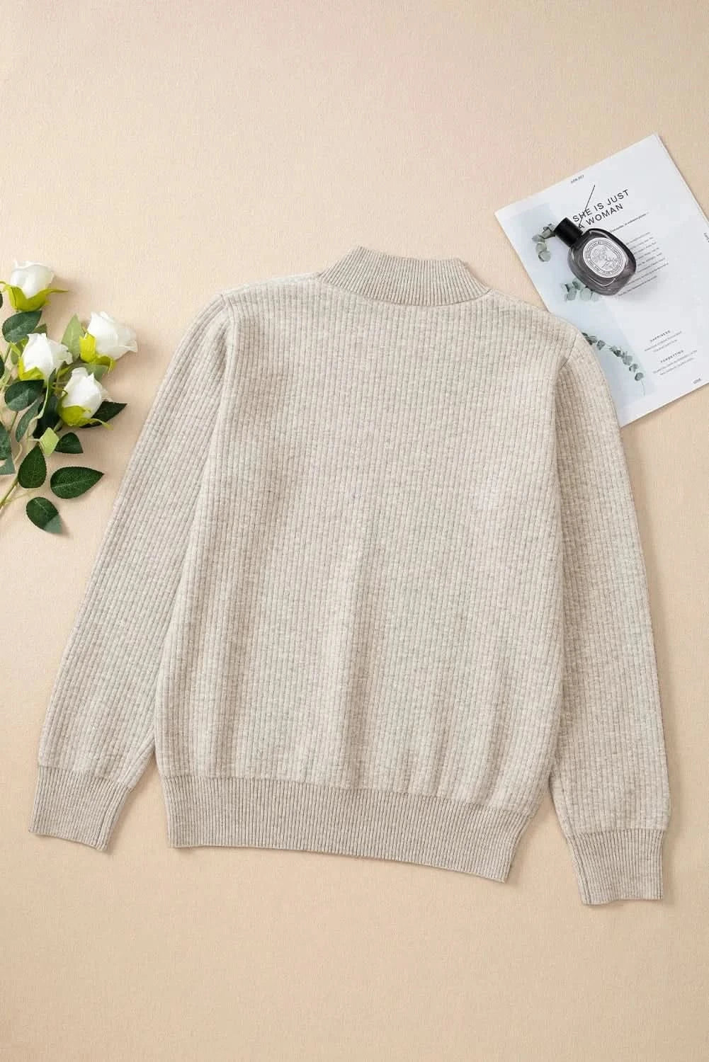 Cozy mock neck long sleeve sweater - Love Salve