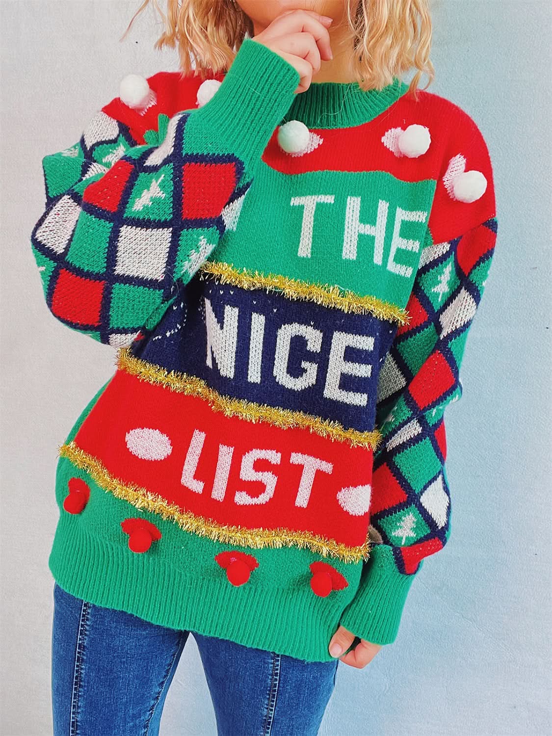 Chic pom-pom knit pullover top - Love Salve