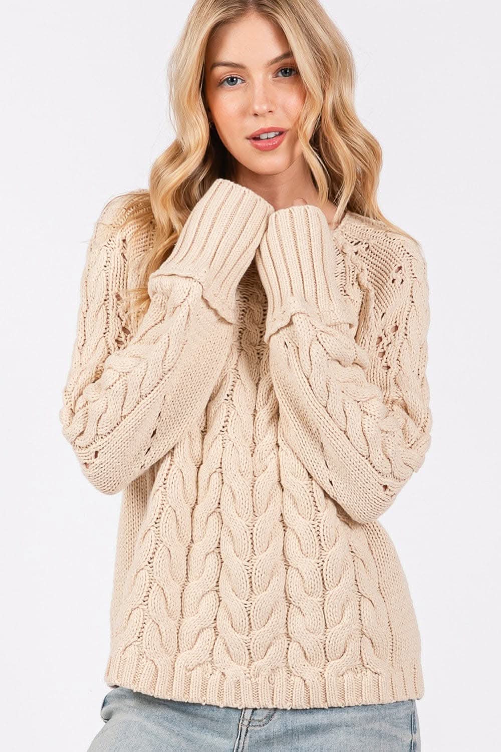 Cozy oversized cable-knit sweater - Love Salve