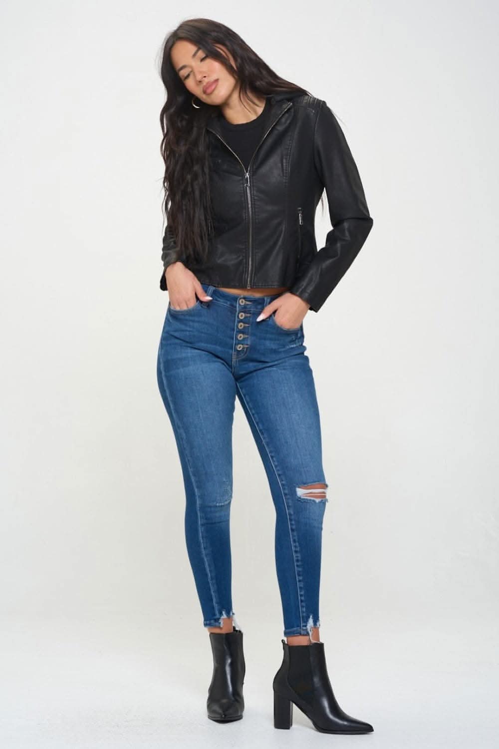 Vegan leather hooded jacket by Coalition LA - Love Salve