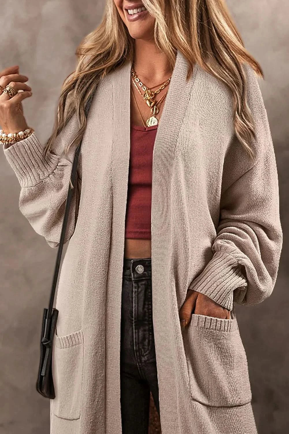 Cozy Long Sleeve Cardigan with Pockets - Love Salve