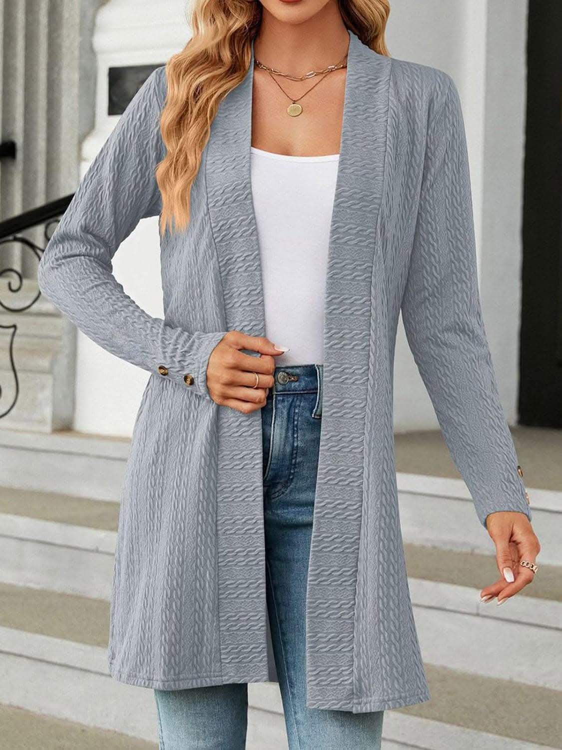 Chic long sleeve cardigan with buttons - Love Salve