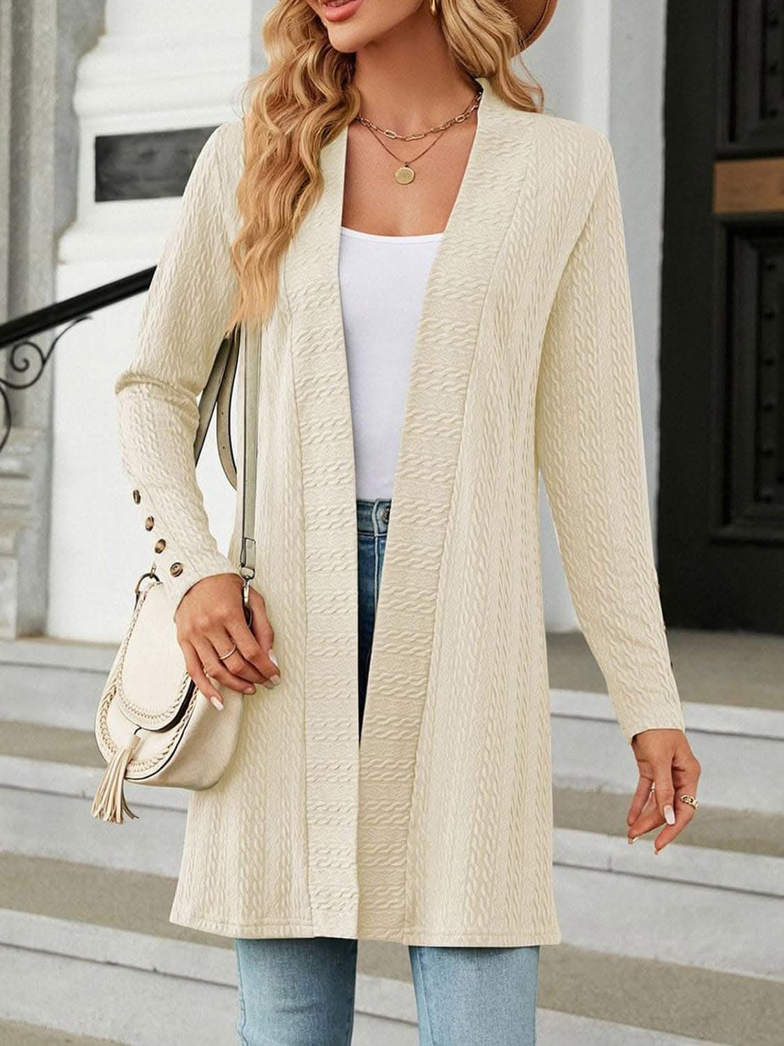 Chic long sleeve cardigan with buttons - Love Salve