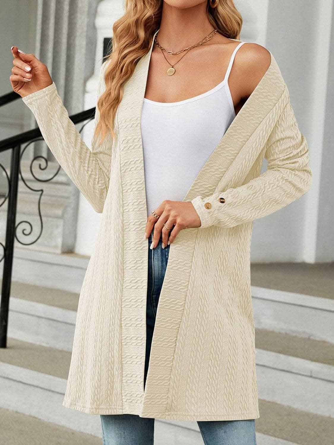 Chic long sleeve cardigan with buttons - Love Salve