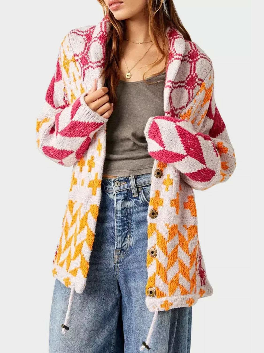 Chic long sleeve button-up cardigan - Love Salve