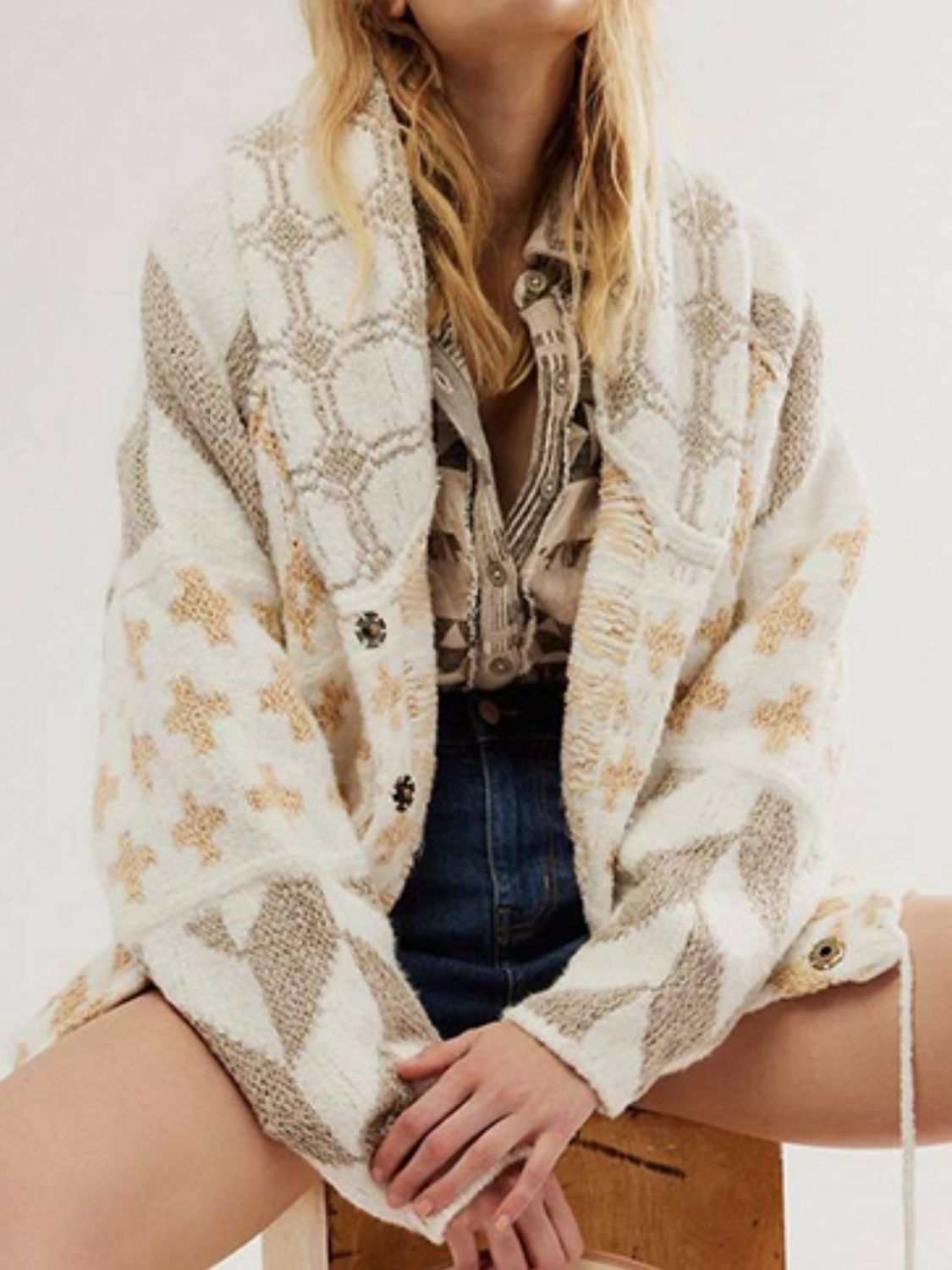 Chic long sleeve button-up cardigan - Love Salve