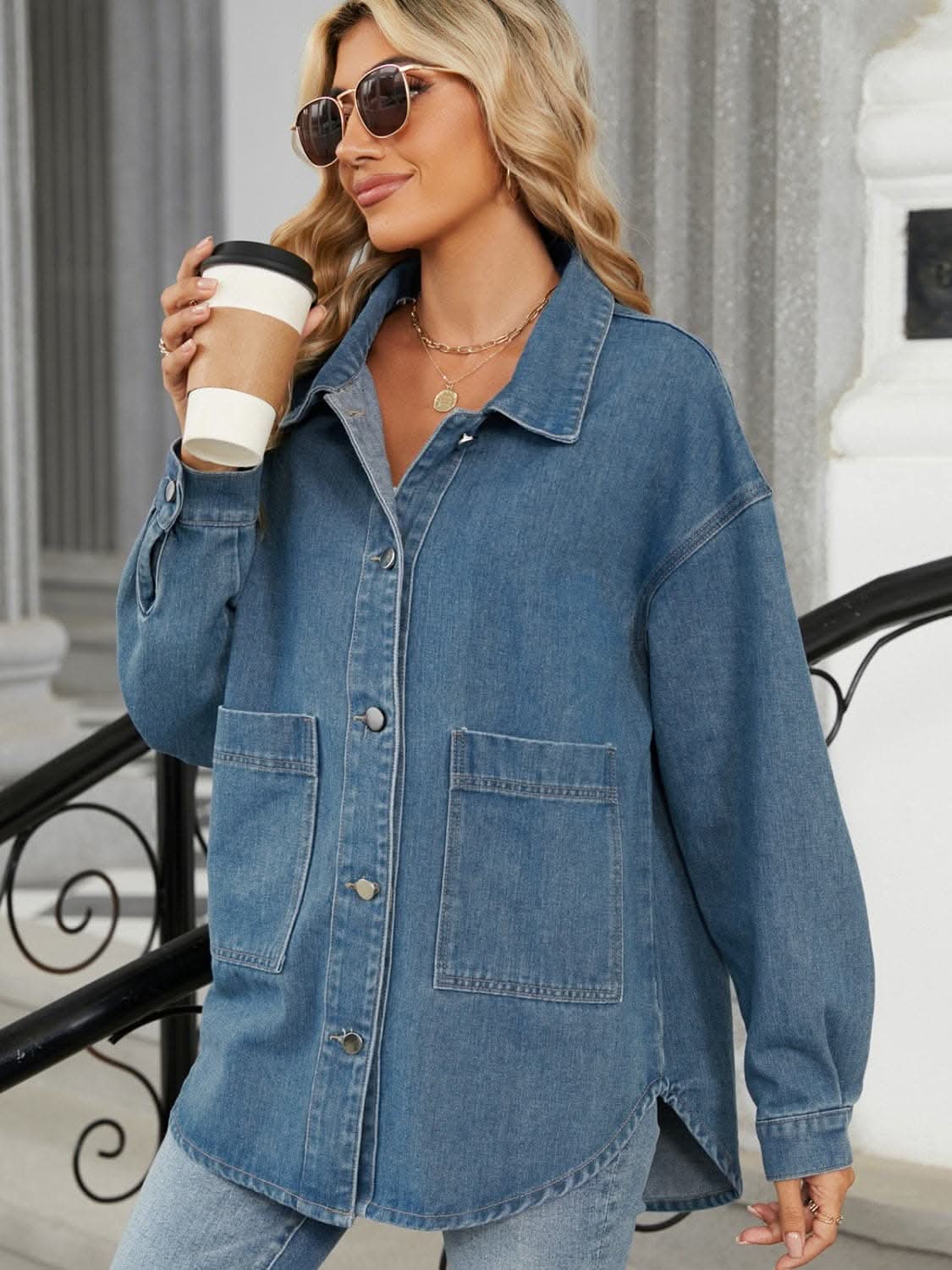 Chic removable hooded denim jacket - Love Salve