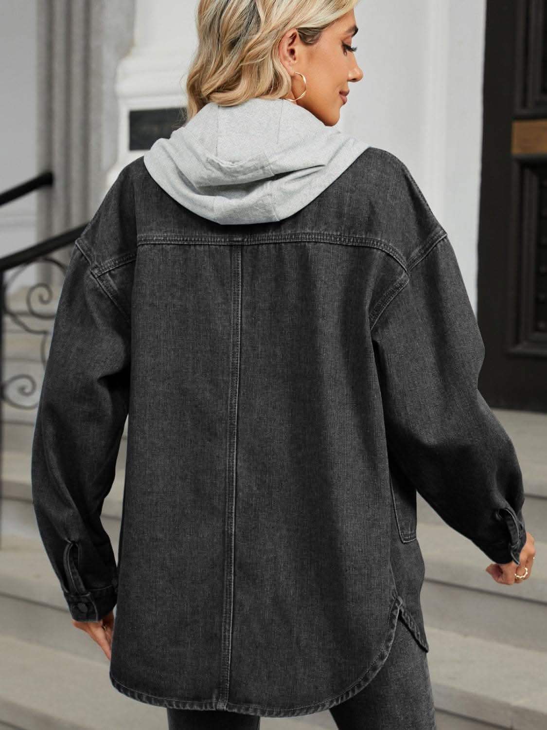 Chic removable hooded denim jacket - Love Salve
