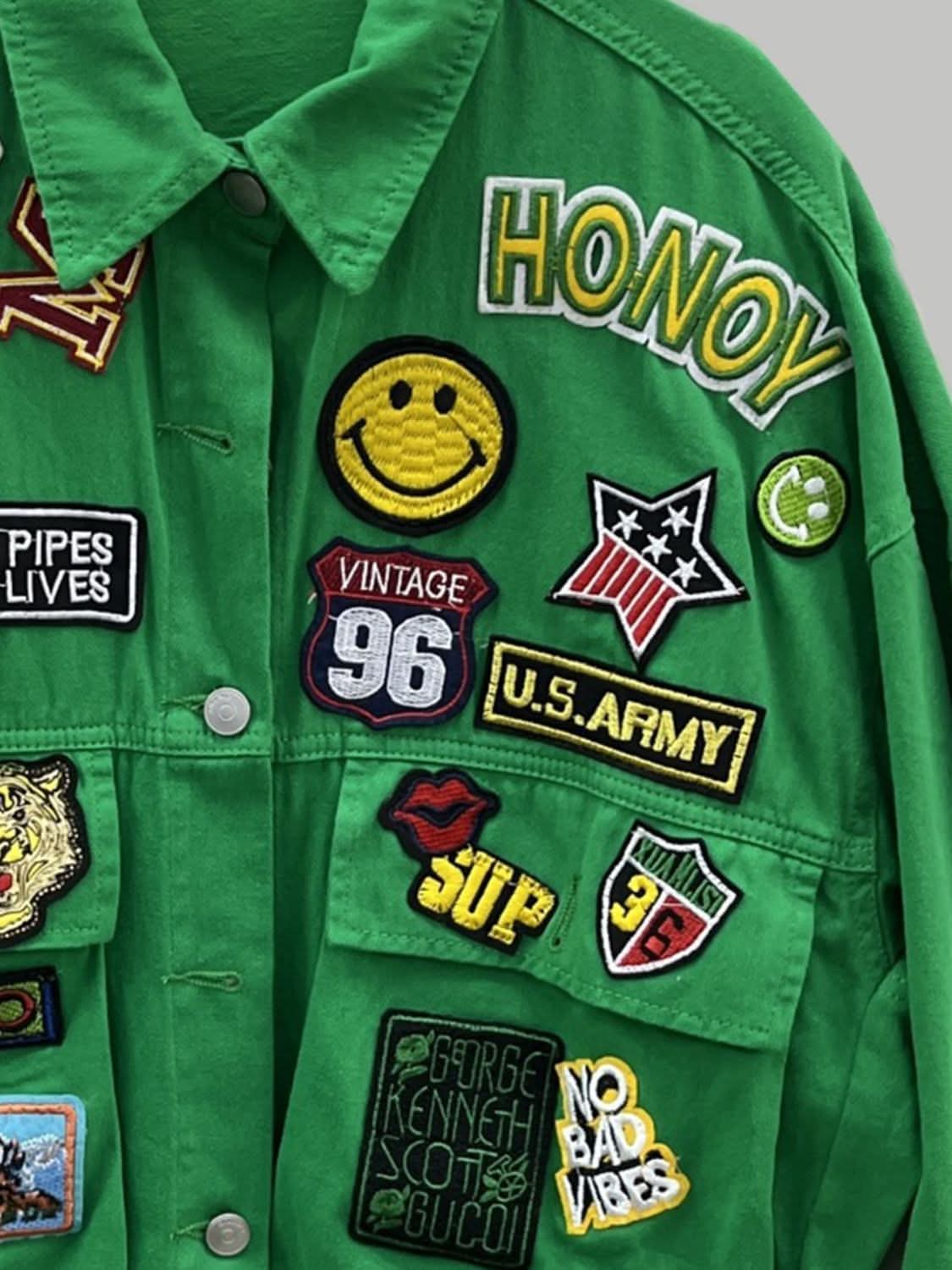Embroidered denim jacket - long sleeves - Love Salve