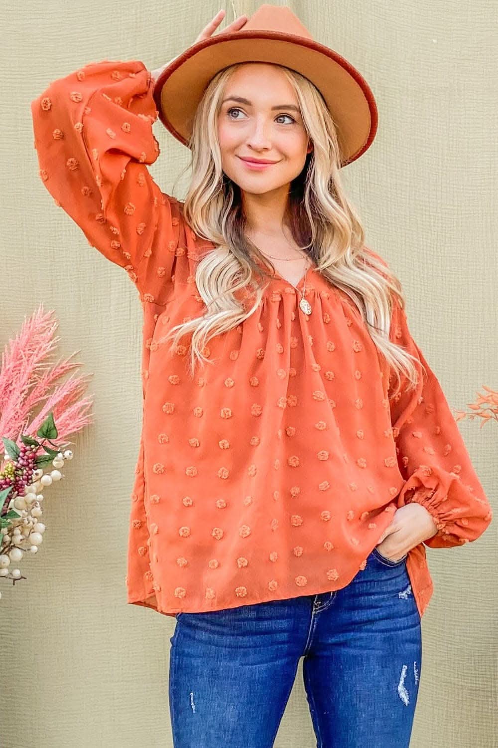 Charming Swiss dot balloon sleeve top - Love Salve