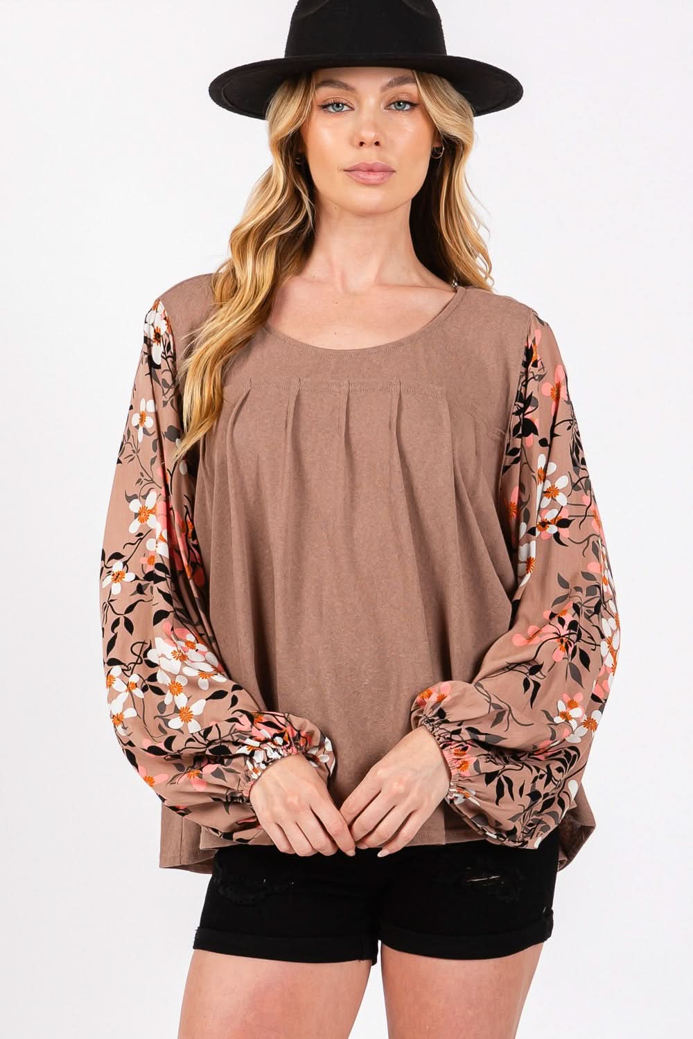 Sage + Fig floral blouse, long sleeves - Love Salve