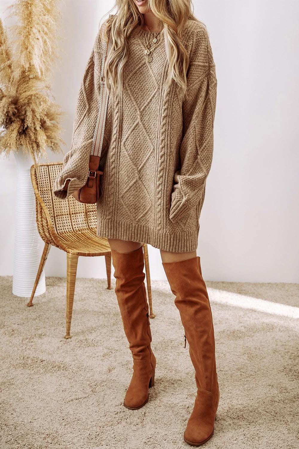 Cozy cable-knit sweater dress - Love Salve