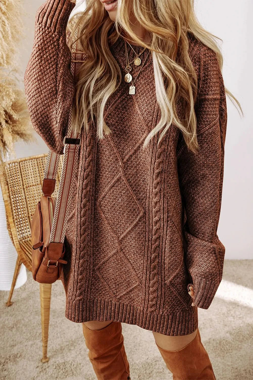Cozy cable-knit sweater dress - Love Salve