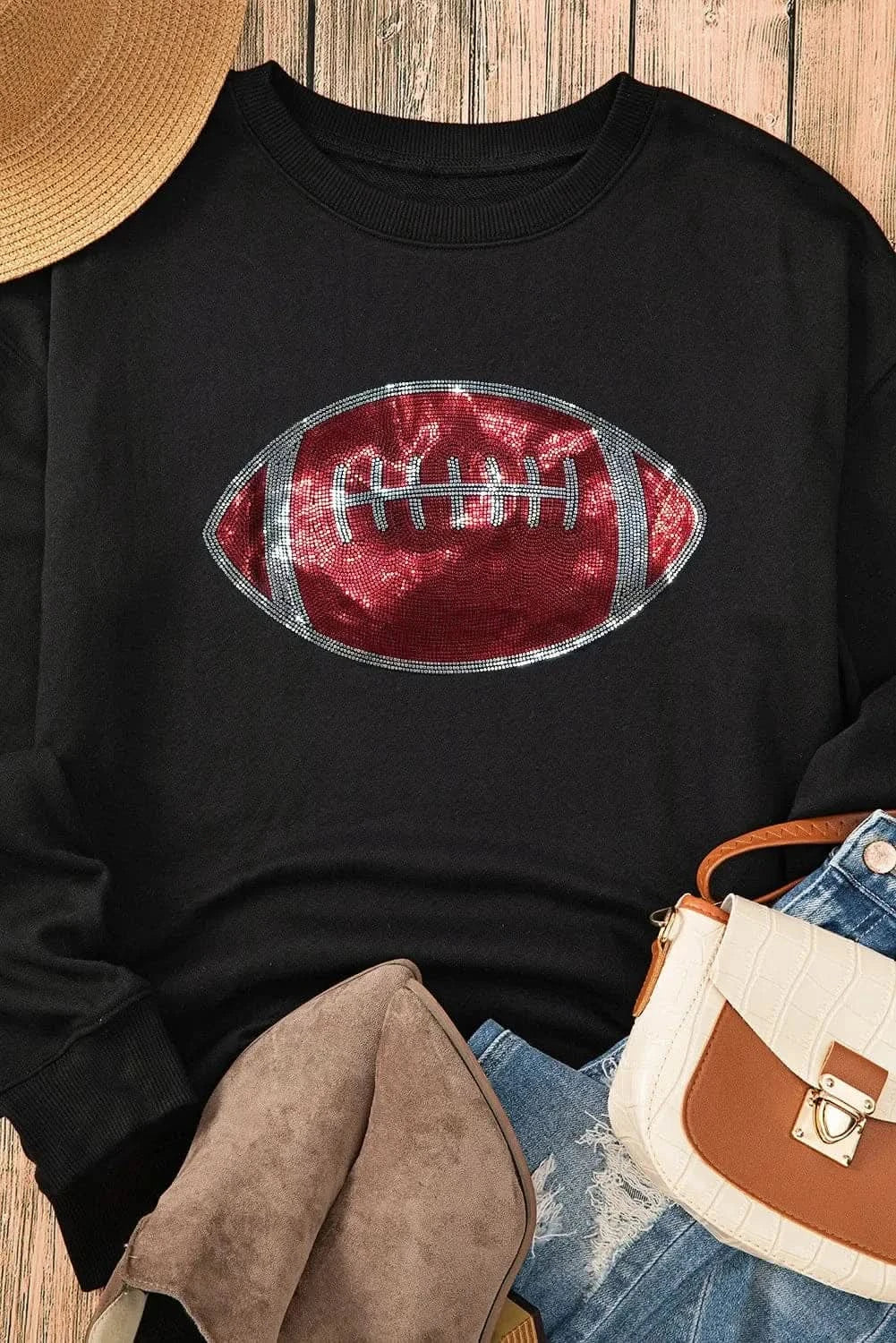 Sequin football long sleeve top - Love Salve
