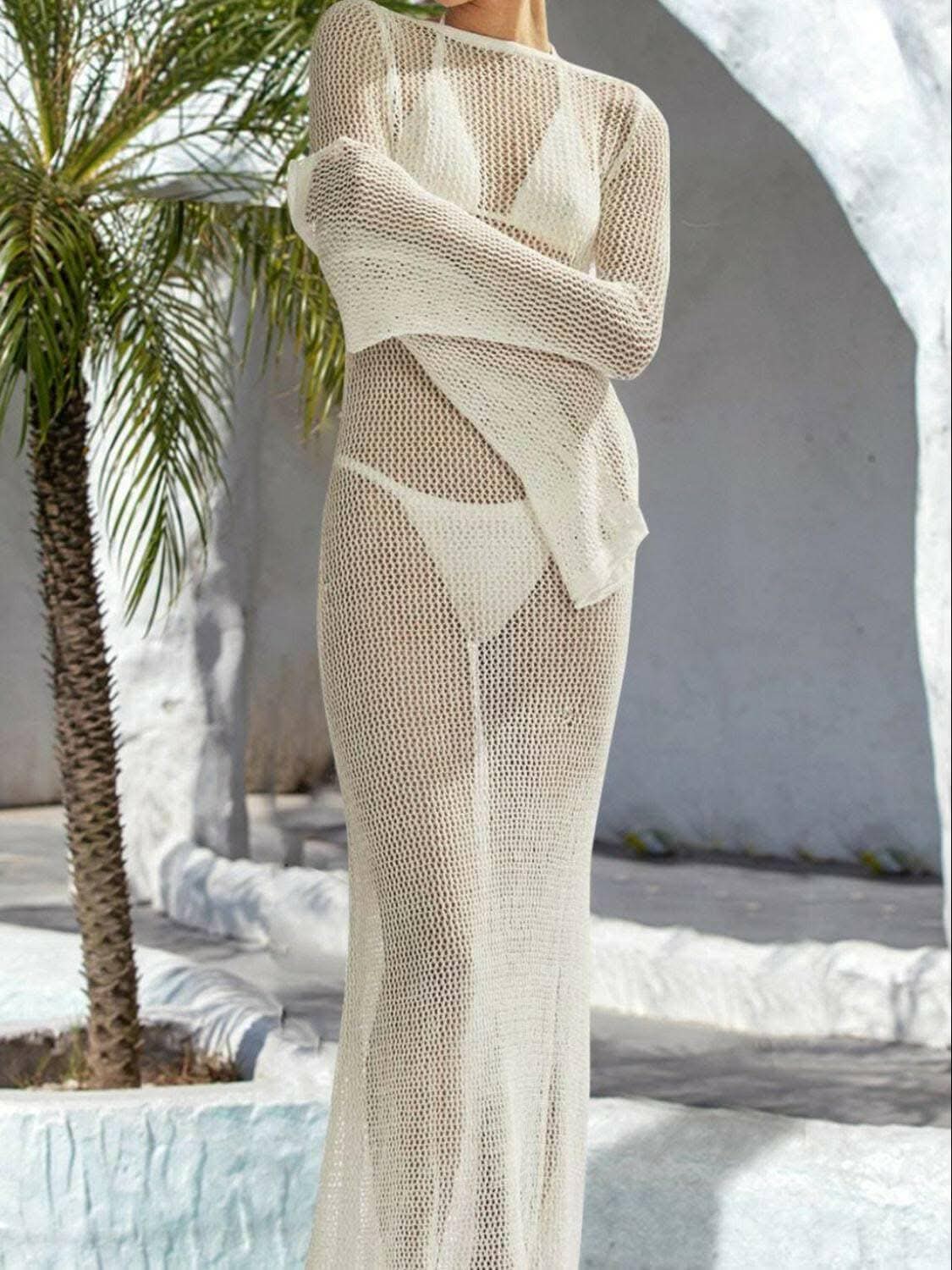 Allure Lace Backless Dress with Bell Sleeves - Love Salve