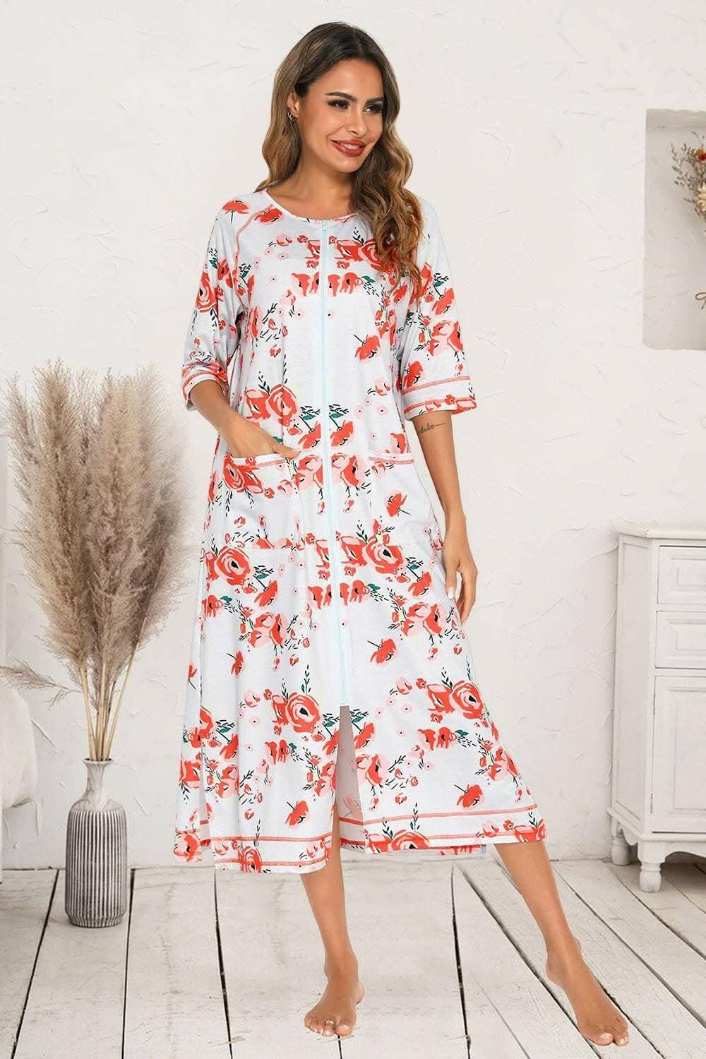 Nighttime Chic Printed Nightgown with Handy PocketsExperience Nighttime Elegance with Our Printed Nightgown
Chic Design: Embrace sophistication with a stylish printed nightgown designed to elevate your nightwear Love Salve Nighttime Chic Printed Nightgownswimwear