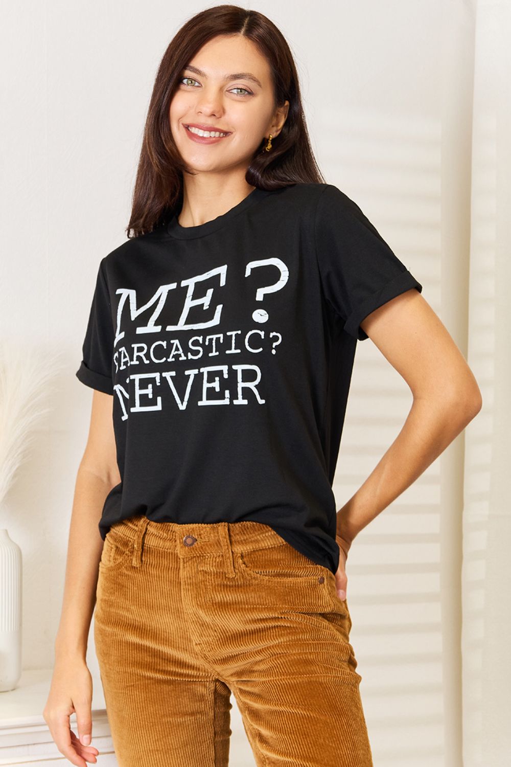 Love Letter Print Round Neck T-Shirt with a Chic Twist - Love Salve