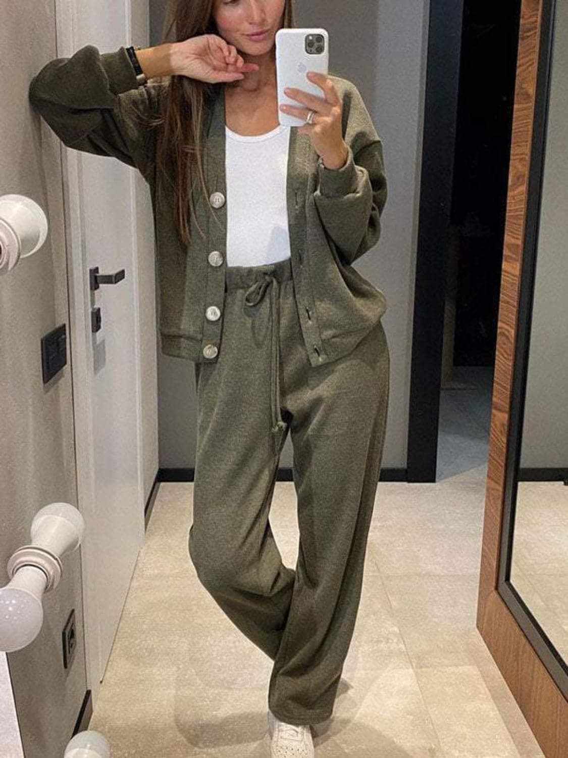 Chic button-up shirt & pants set - Love Salve