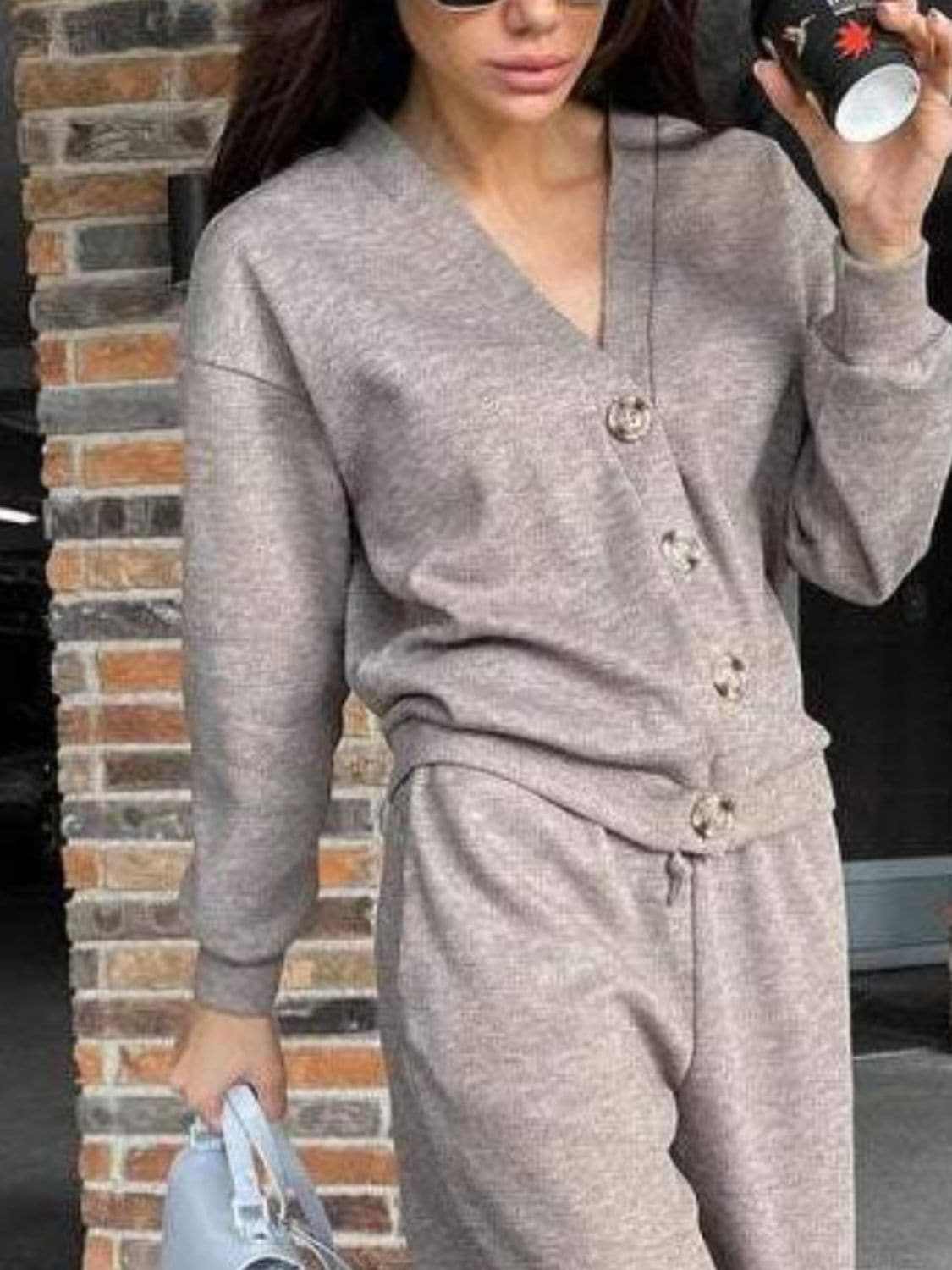 Chic button-up shirt & pants set - Love Salve