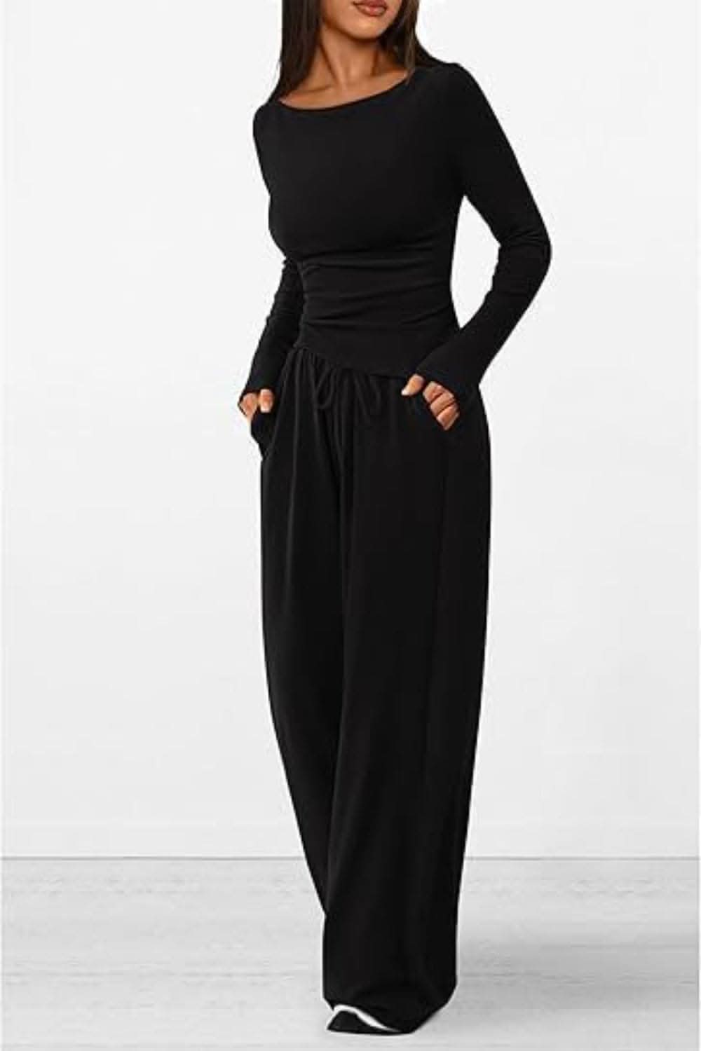 Cozy two-piece lounge set with pockets - Love Salve