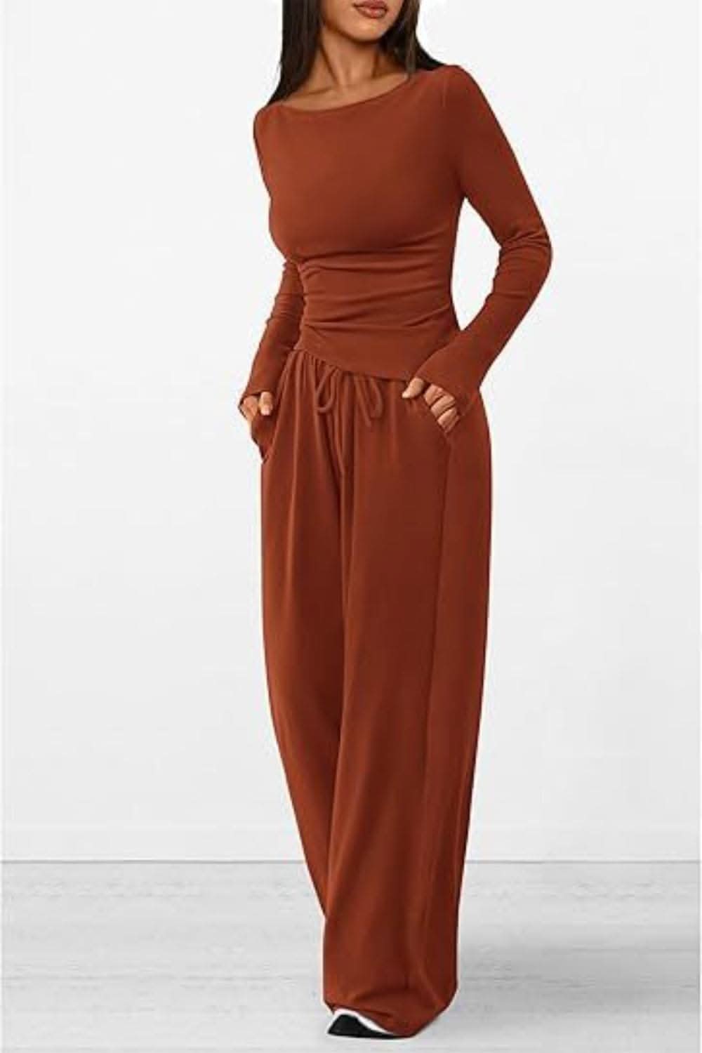 Cozy two-piece lounge set with pockets - Love Salve