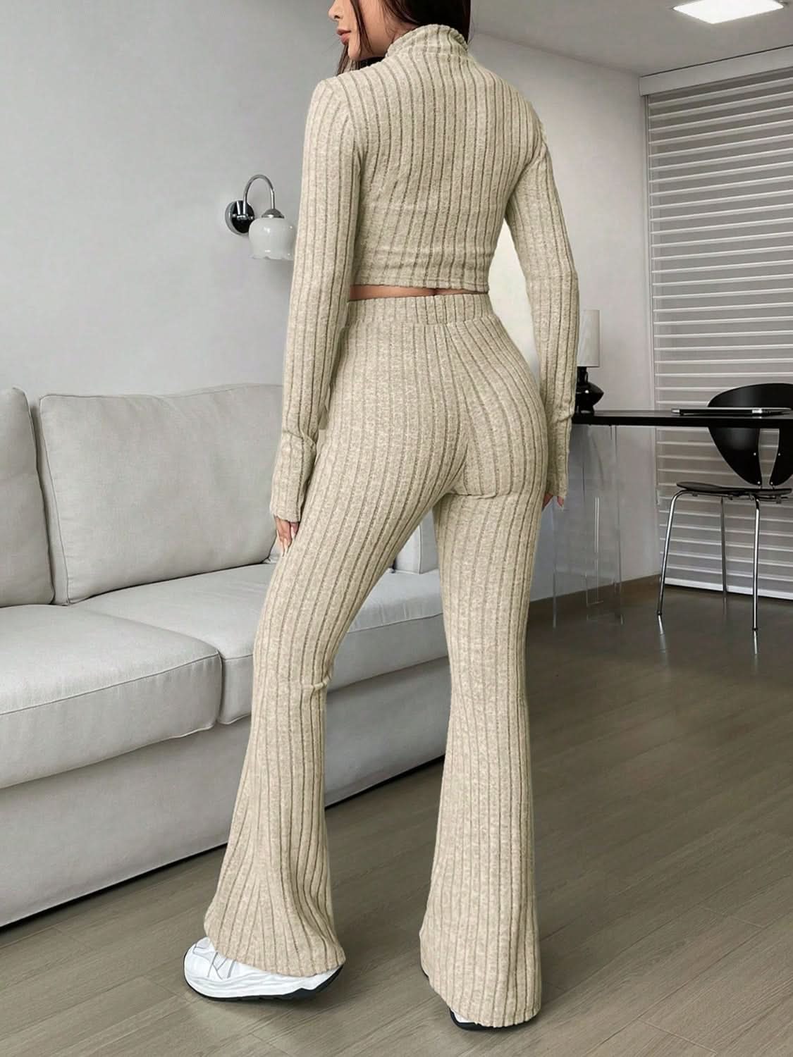 Cozy zip-up lounge set for women - Love Salve