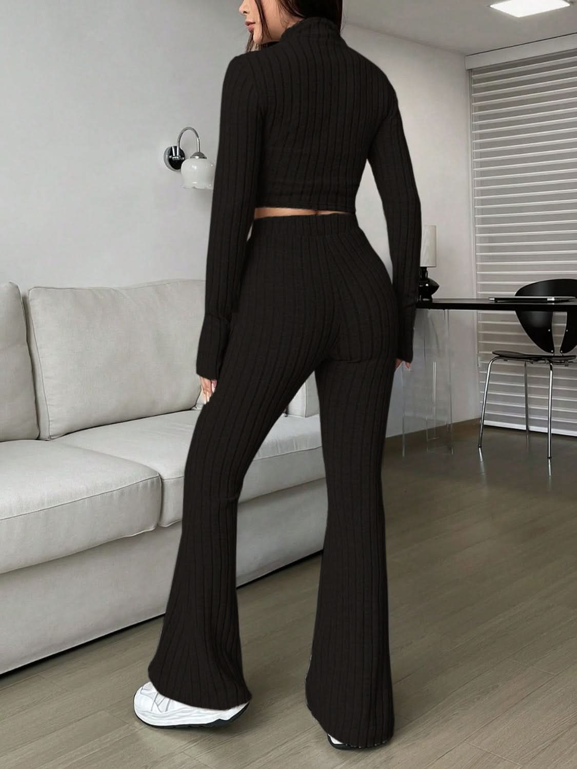 Cozy zip-up lounge set for women - Love Salve