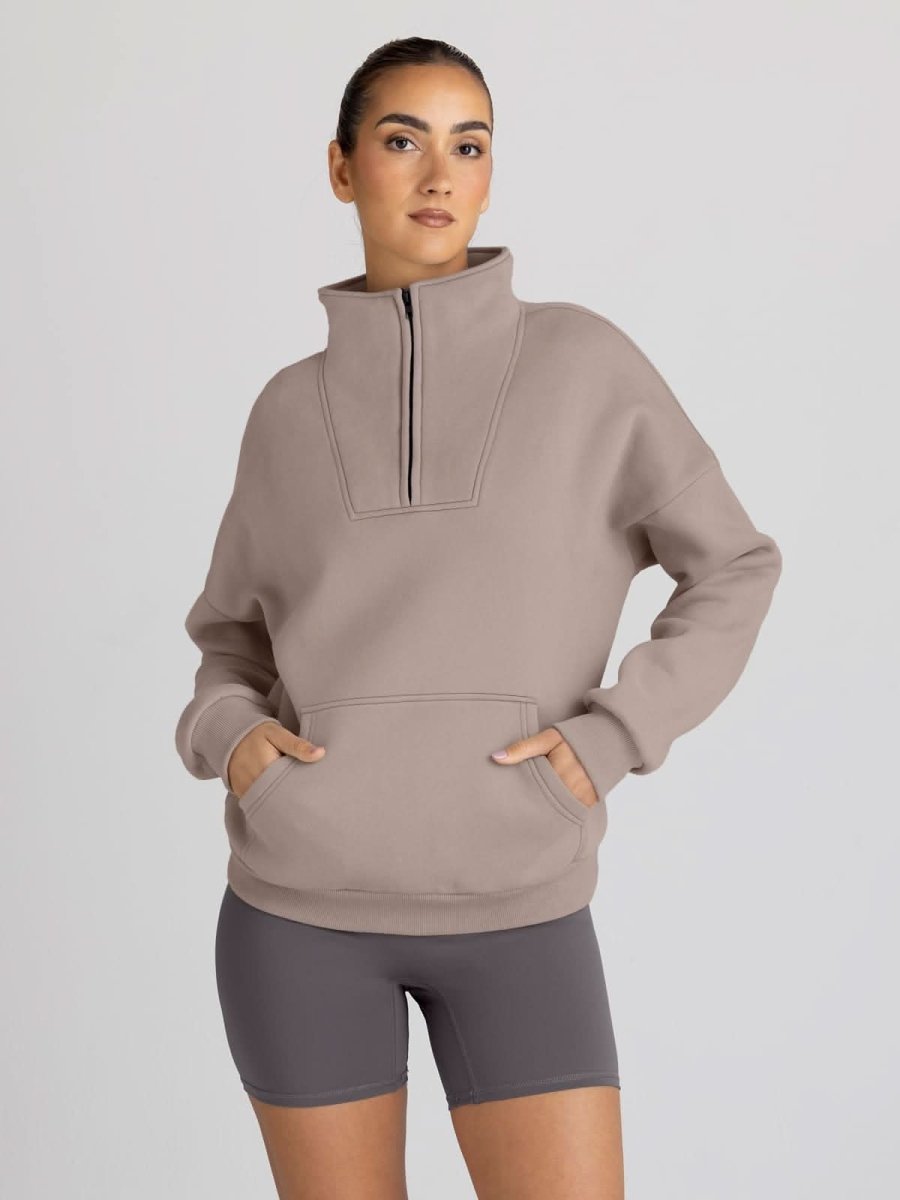 Trendy Queen Sweatshirts Half Zip Pullover Quarter Zip Oversized Hoodies Sweaters Comfy Fall Outfits 2024 Y2K Winter Clothes - Love Salve