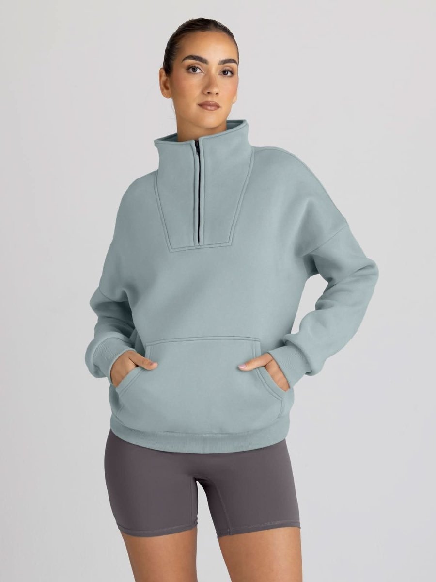 Trendy Queen Sweatshirts Half Zip Pullover Quarter Zip Oversized Hoodies Sweaters Comfy Fall Outfits 2024 Y2K Winter Clothes - Love Salve