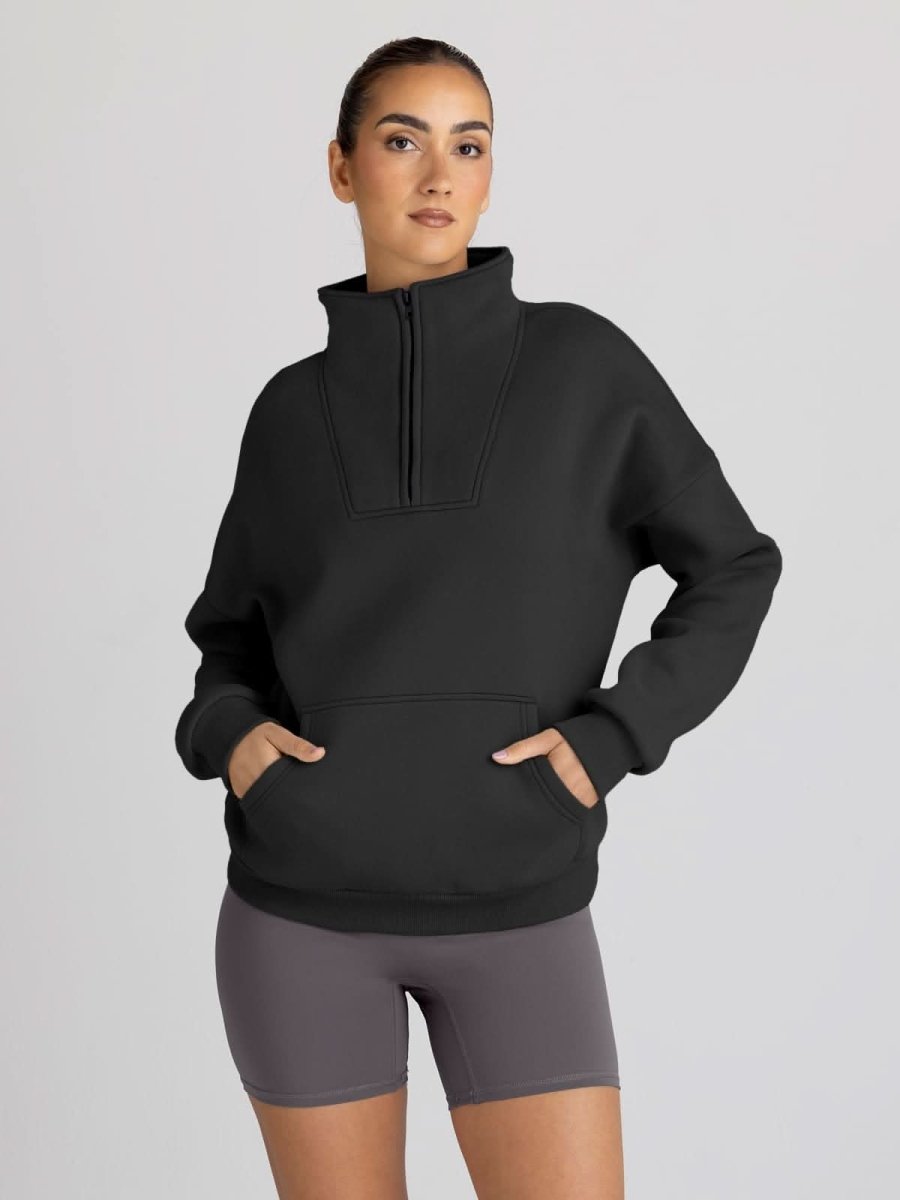 Trendy Queen Sweatshirts Half Zip Pullover Quarter Zip Oversized Hoodies Sweaters Comfy Fall Outfits 2024 Y2K Winter Clothes - Love Salve