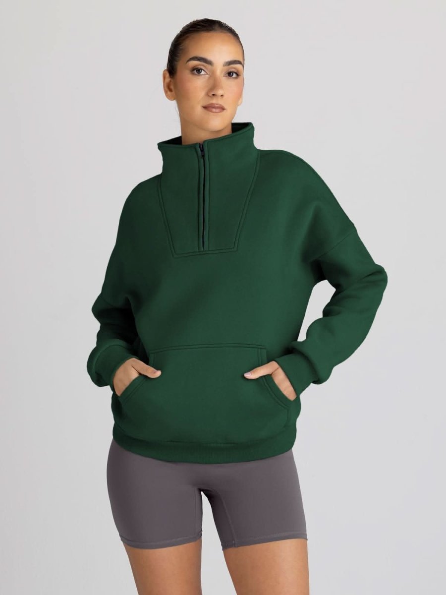 Trendy Queen Sweatshirts Half Zip Pullover Quarter Zip Oversized Hoodies Sweaters Comfy Fall Outfits 2024 Y2K Winter Clothes - Love Salve