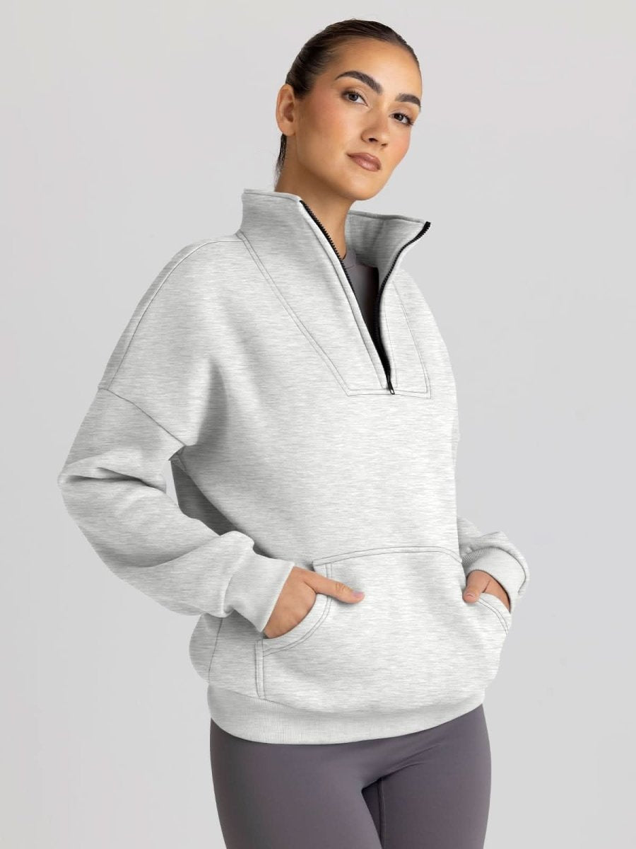 Trendy Queen Sweatshirts Half Zip Pullover Quarter Zip Oversized Hoodies Sweaters Comfy Fall Outfits 2024 Y2K Winter Clothes - Love Salve