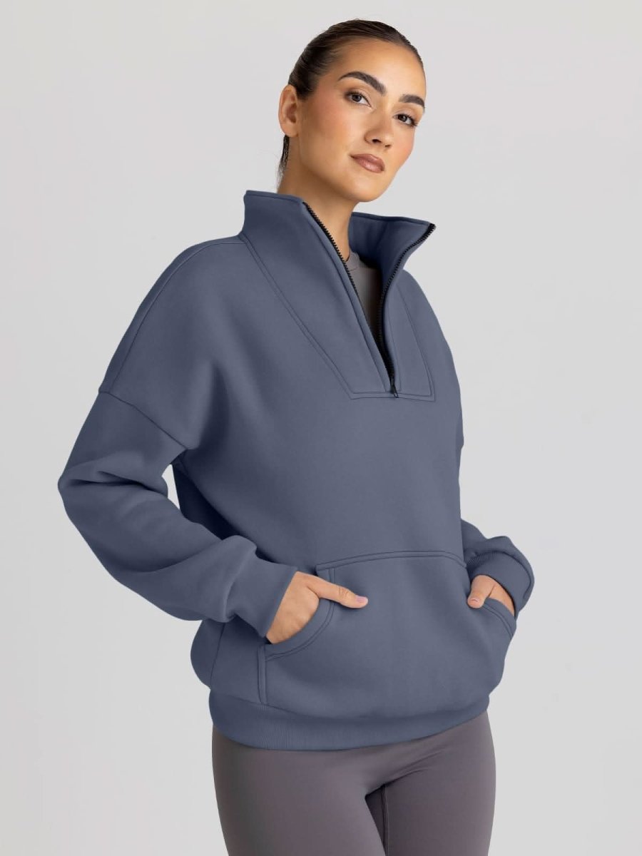Trendy Queen Sweatshirts Half Zip Pullover Quarter Zip Oversized Hoodies Sweaters Comfy Fall Outfits 2024 Y2K Winter Clothes - Love Salve