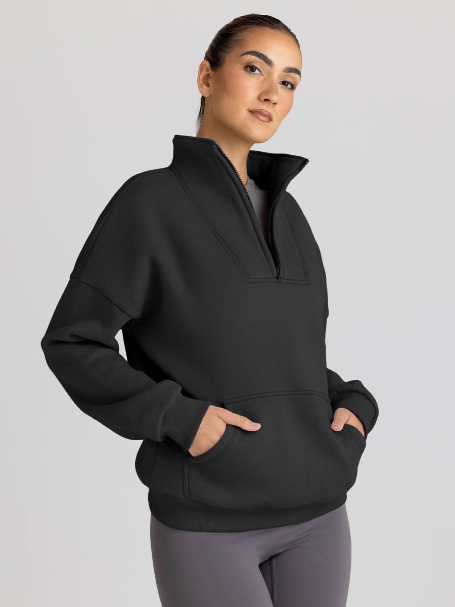 Trendy Queen Sweatshirts Half Zip Pullover Quarter Zip Oversized Hoodies Sweaters Comfy Fall Outfits 2024 Y2K Winter Clothes - Love Salve