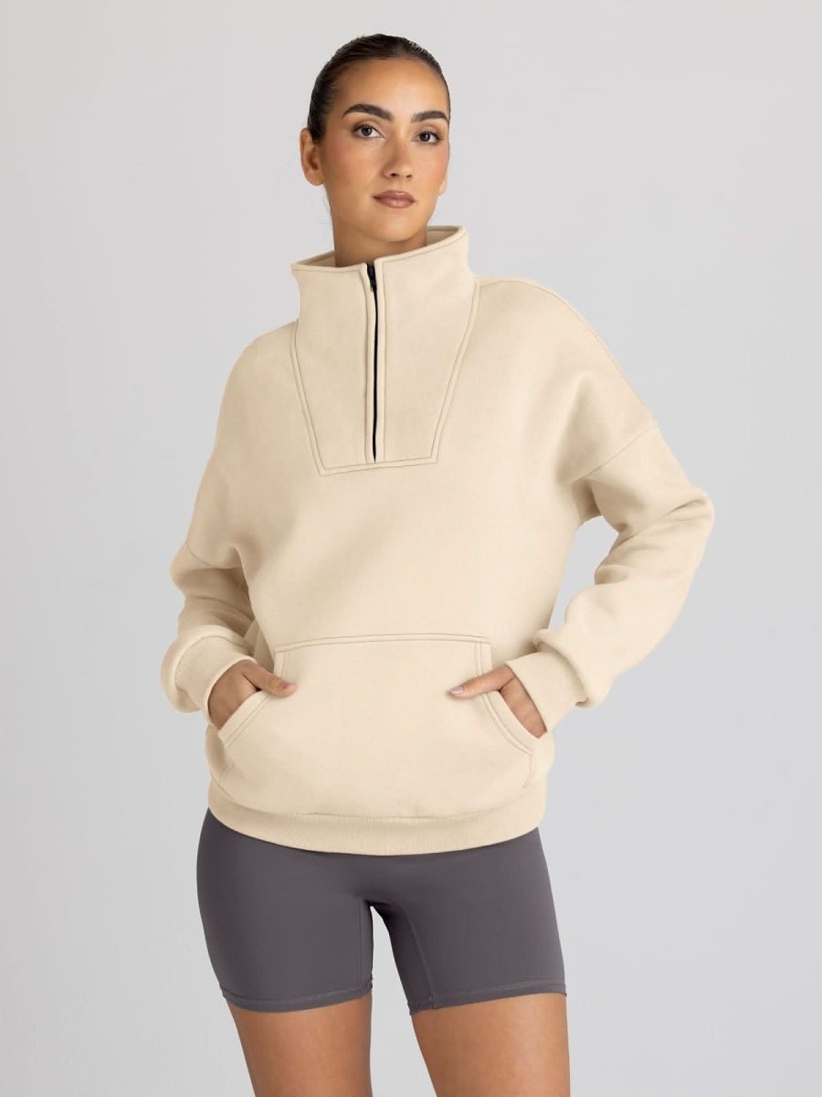 Trendy Queen Sweatshirts Half Zip Pullover Quarter Zip Oversized Hoodies Sweaters Comfy Fall Outfits 2024 Y2K Winter Clothes - Love Salve