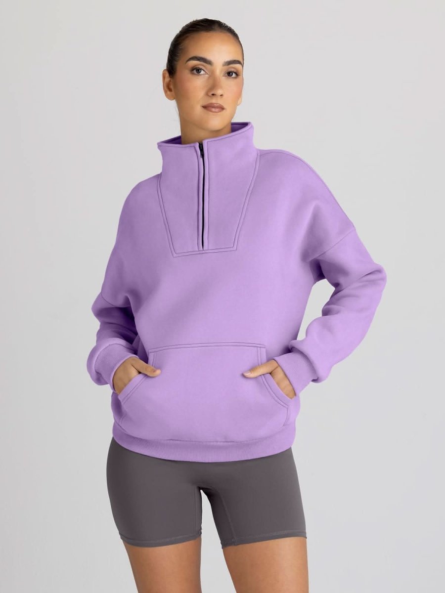 Trendy Queen Sweatshirts Half Zip Pullover Quarter Zip Oversized Hoodies Sweaters Comfy Fall Outfits 2024 Y2K Winter Clothes - Love Salve