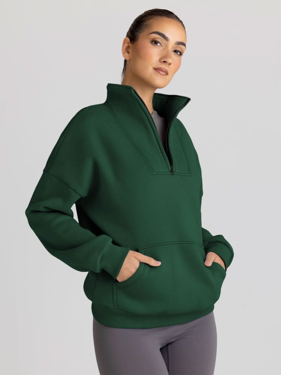 Trendy Queen Sweatshirts Half Zip Pullover Quarter Zip Oversized Hoodies Sweaters Comfy Fall Outfits 2024 Y2K Winter Clothes - Love Salve