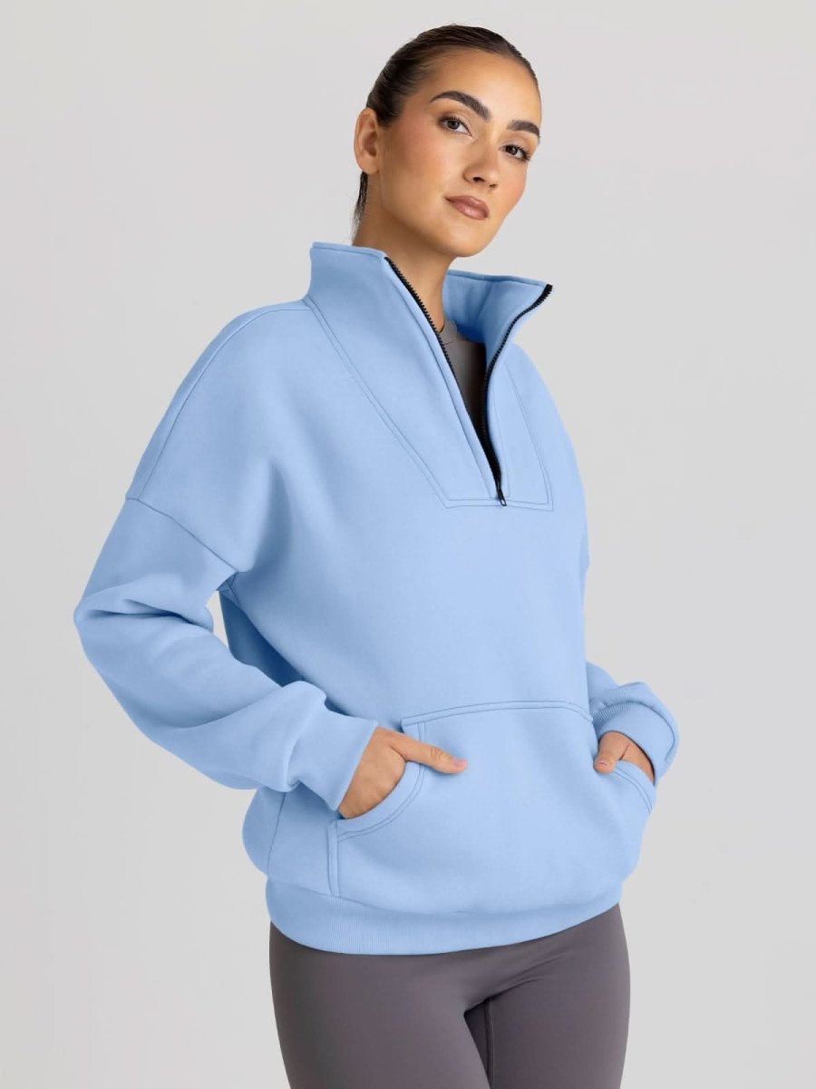Trendy Queen Sweatshirts Half Zip Pullover Quarter Zip Oversized Hoodies Sweaters Comfy Fall Outfits 2024 Y2K Winter Clothes - Love Salve