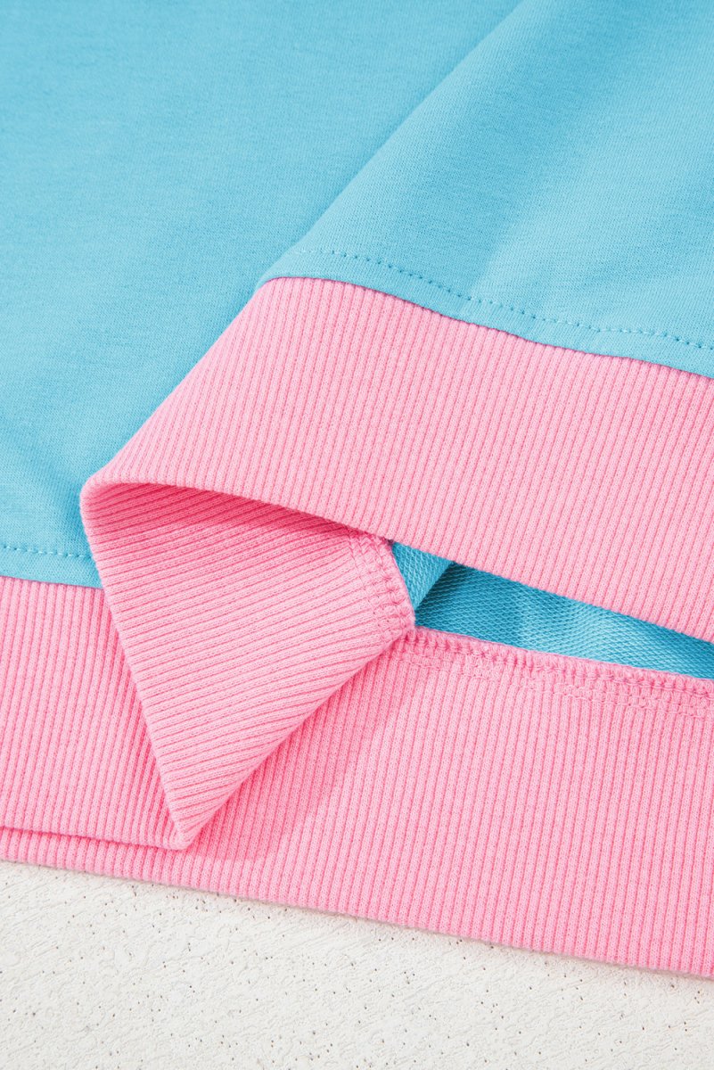 Turquoise Colorblock Edge Drop Shoulder T Shirt and Skort Set - Love Salve