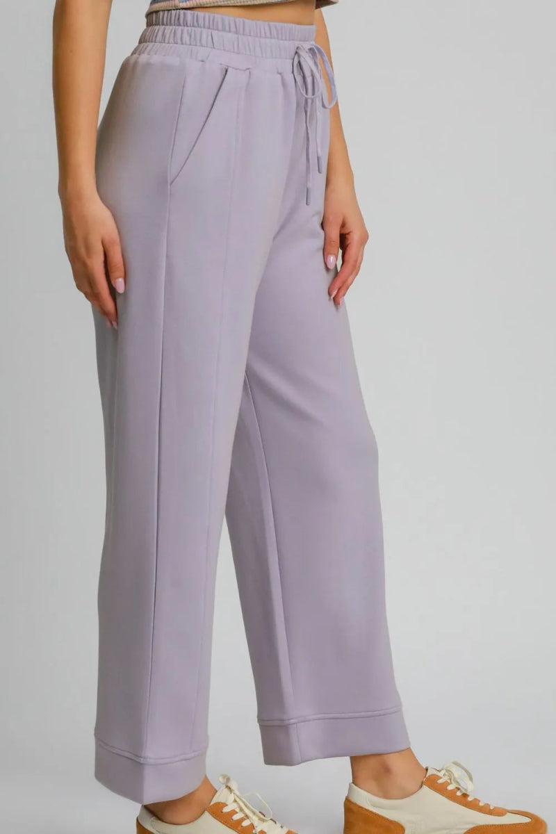 Umgee Drawstring Elastic Waist Wide Leg Pants for Women - Love Salve