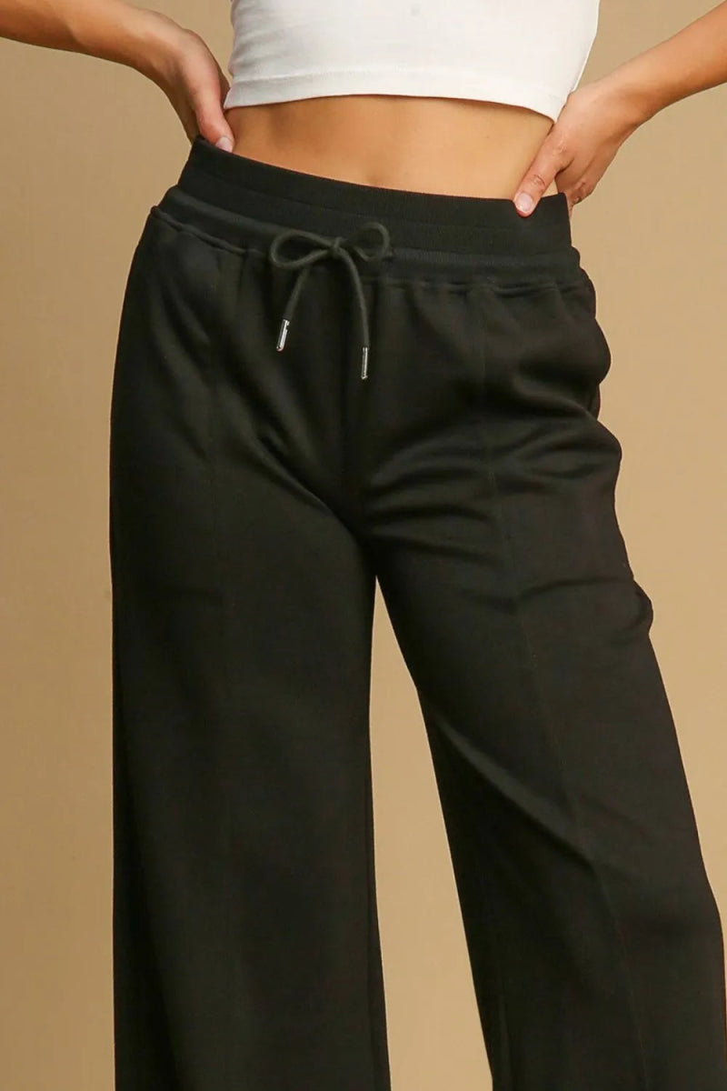 Umgee Drawstring Wide Leg Pants with Pockets for Women - Love Salve