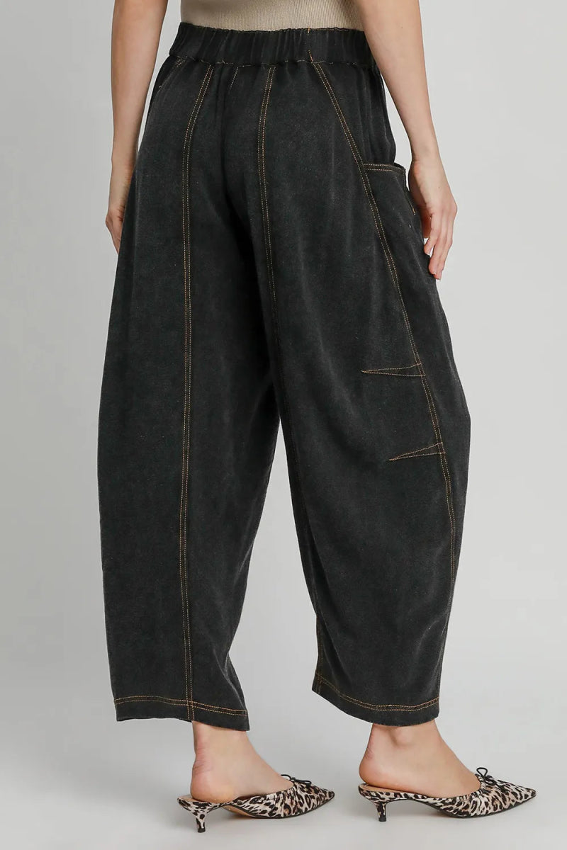 Umgee Elastic Waist Baggy Fit Pants with Pockets for Women - Love Salve