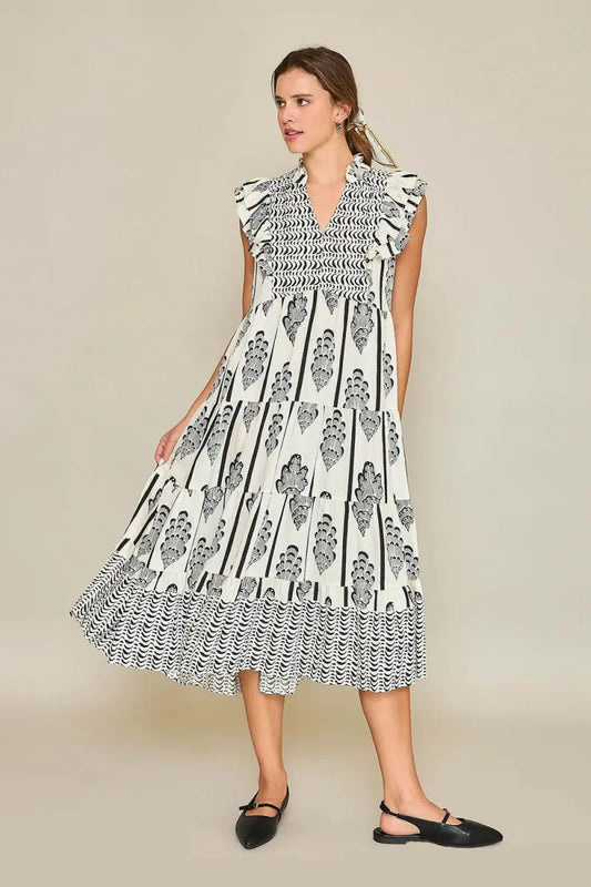 Umgee Full Size Boarder Print Midi Dress Plus Size Fashion - Love Salve