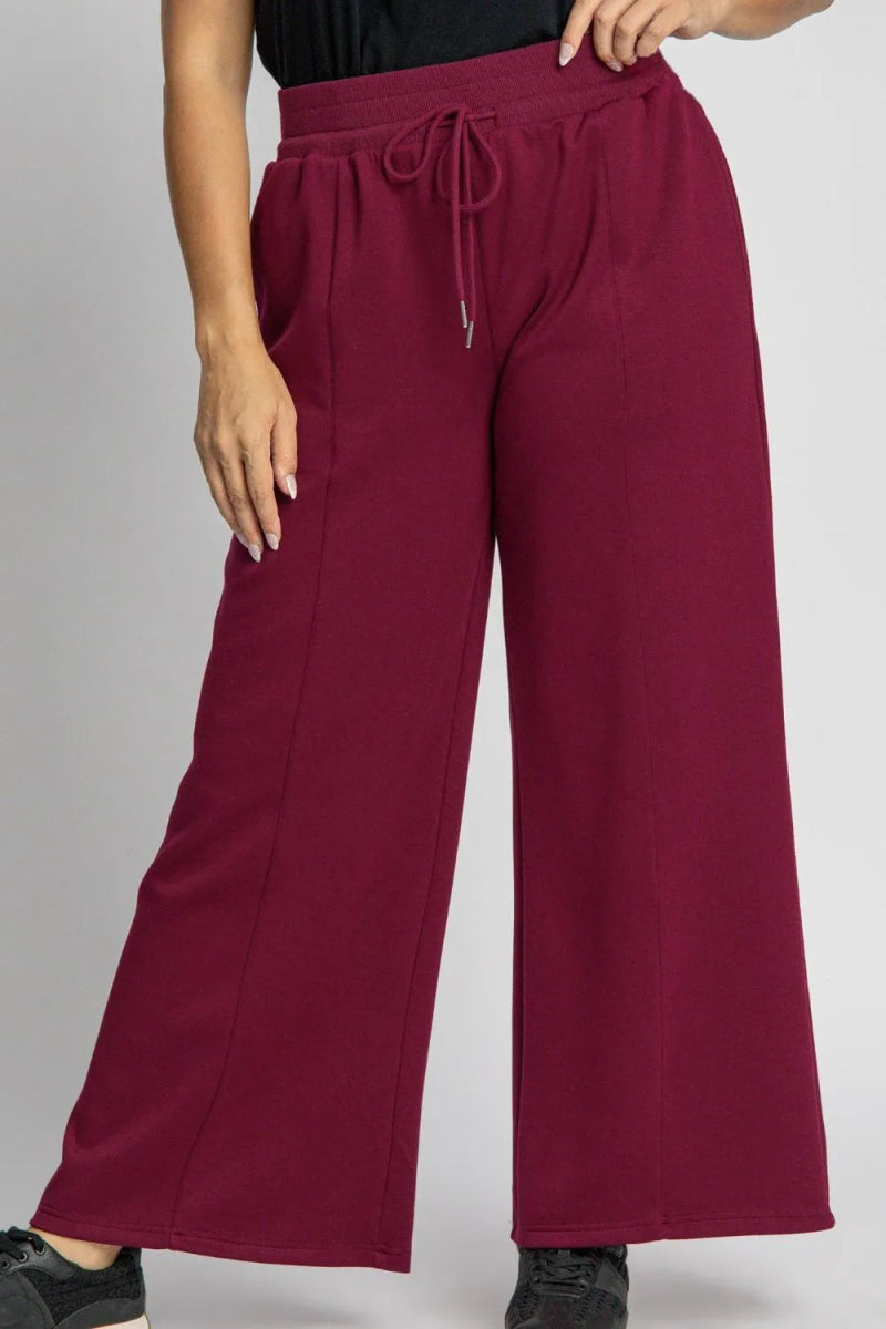 Umgee Full Size Drawstring Wide Leg Pants with Pockets - Love Salve