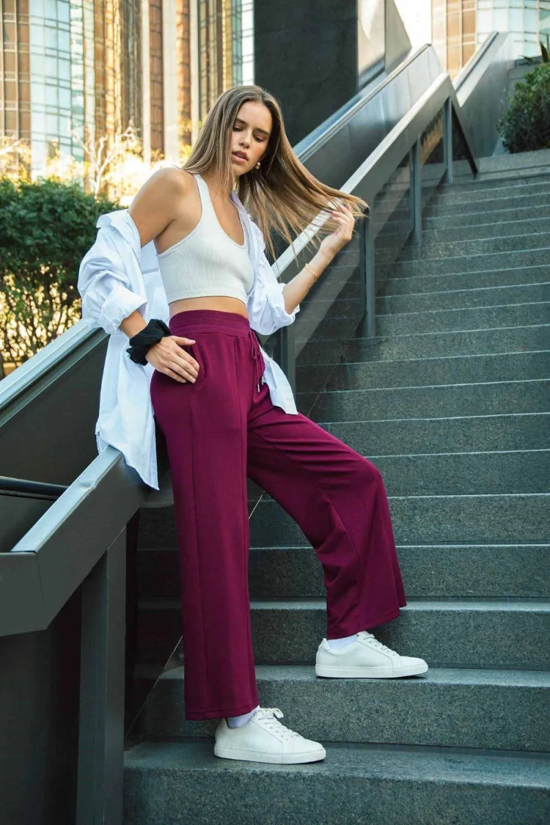 Umgee Full Size Drawstring Wide Leg Pants with Pockets - Love Salve