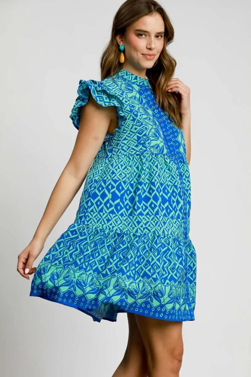 Umgee Full Size Mixed Print Mini Dress Plus Size for Women - Love Salve