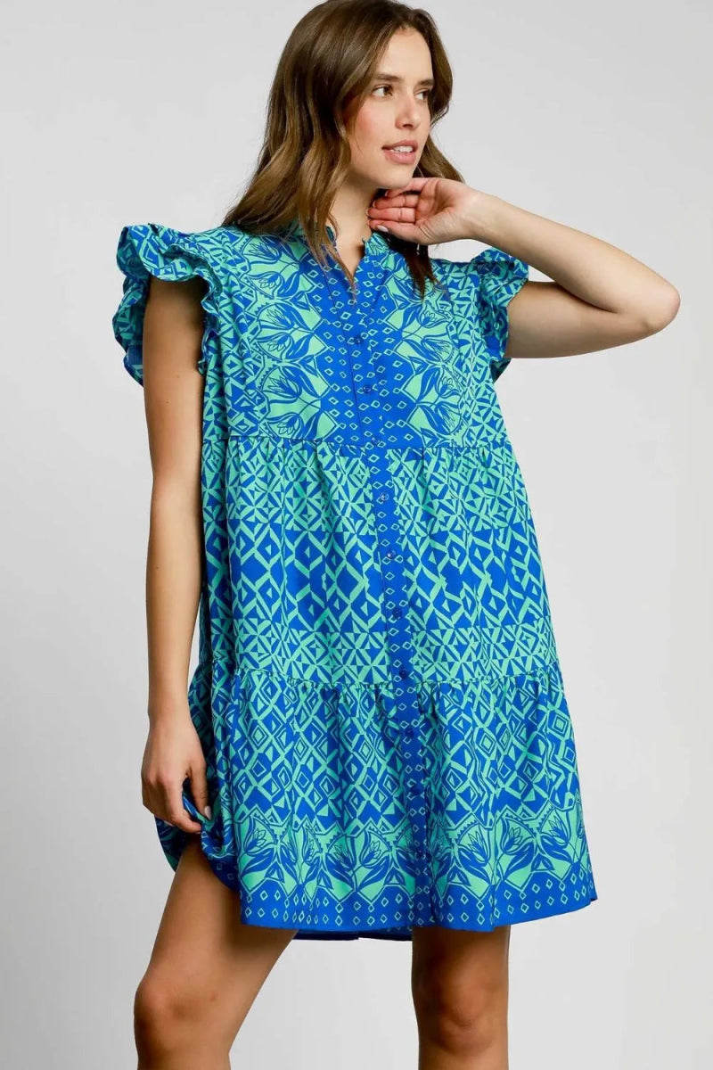 Umgee Full Size Mixed Print Mini Dress Plus Size for Women - Love Salve